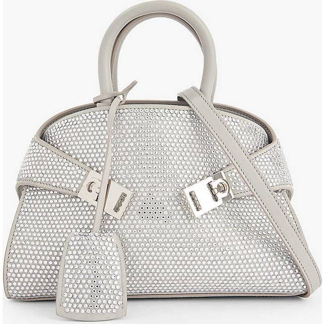 Ferragamo Women Hug handbag with crystals (XS) White