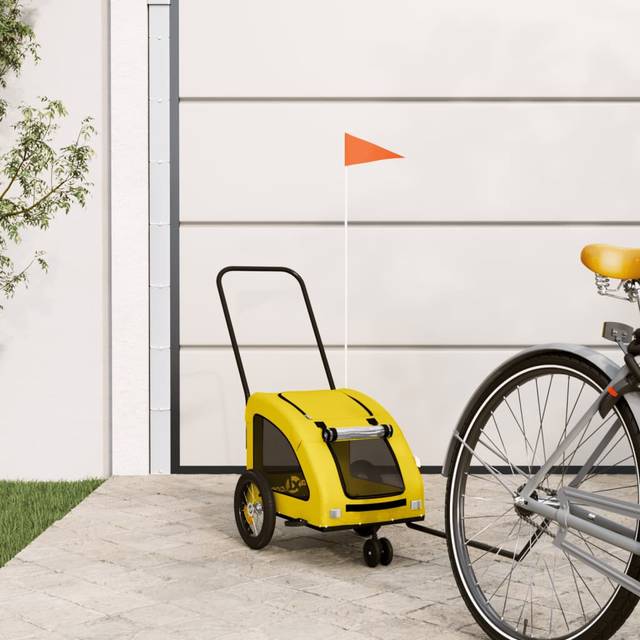 vidaXL Pet Bike Trailer Yellow Oxford Fabric and Iron