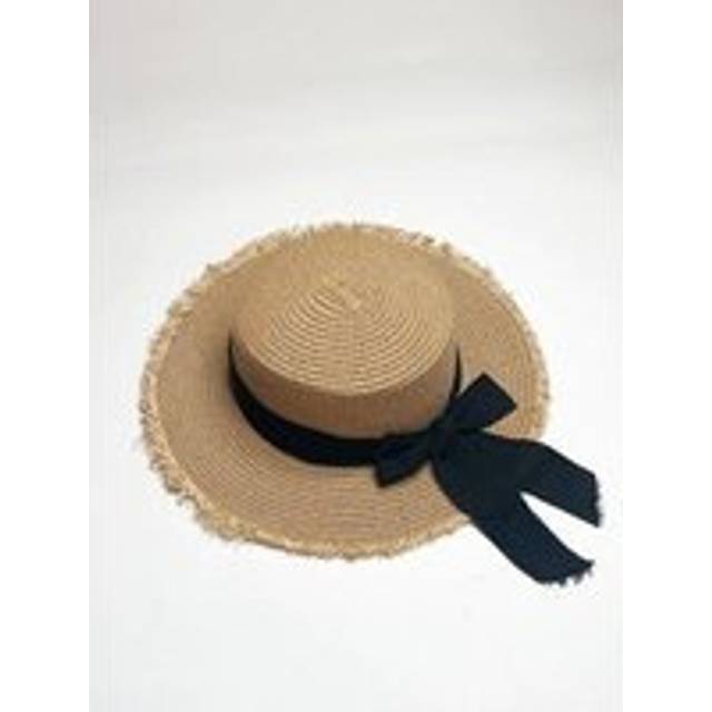 Womens Straw Hat With Black Ribbon Bow - Brown - One Size