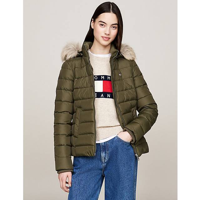 Faux Fur Hooded Down-Filled Fitted Jacket
