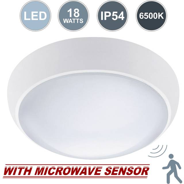 18w led round surface mount flushlight ceiling light ip54 with microwave sensor