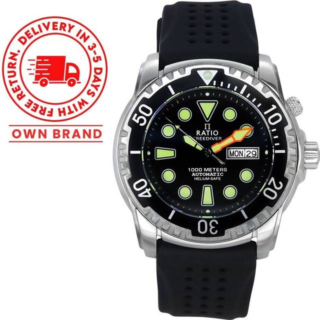 Ratio FreeDiver Version 02 Helium Safe 1000M Sapphire Automatic Black Dial 1068HA90-34VA-BLK-V02 Men&#39;s Watch