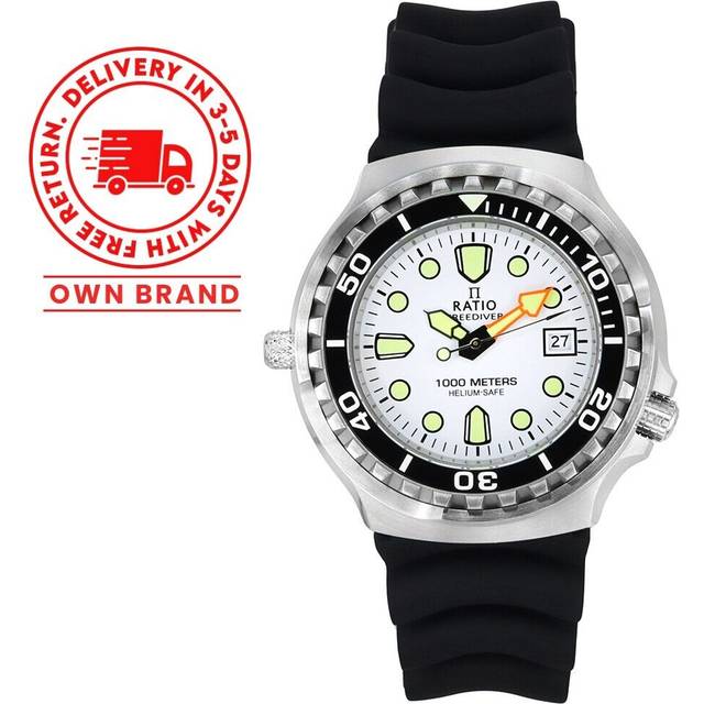Ratio FreeDiver Version 02 Helium Safe 1000M Sapphire Quartz White Dial 1038EF102V-WHT-V02 Men's Watch