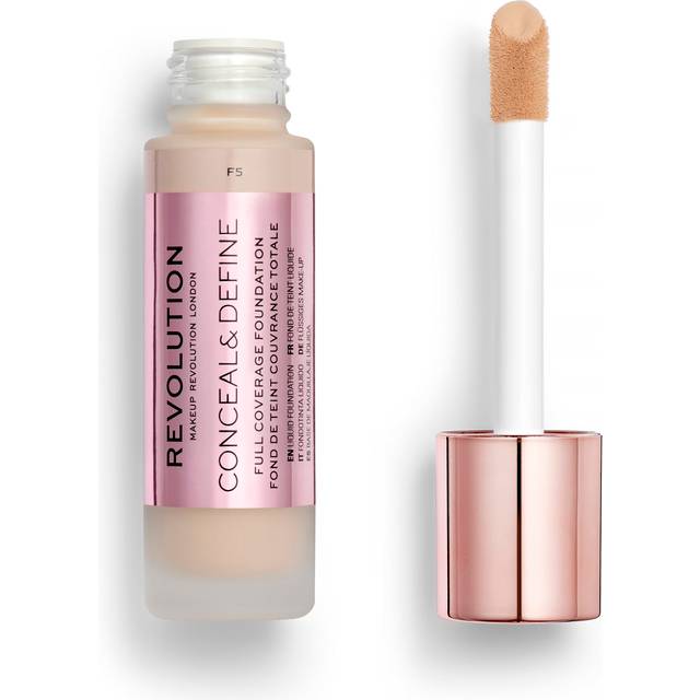 Revolution Beauty  Conceal & Define Foundation  Full Coverage  Long-Lasting Matte Finish  Vegan & Cruelty Free  F5 Light Skin Tones  0.8 Fl.Oz.