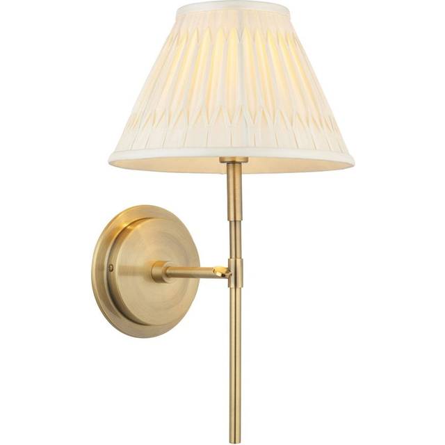 Endon - Rennes & Chatsworth Wall Lamp with Shade Antique Brass Plate & Ivory Silk
