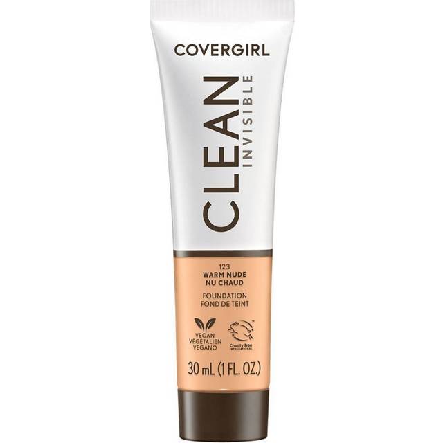 CoverGirl Clean Invisible  Warm Nude  Foundation  Blendable Formula  Buildable Coverage  Lightweight  Natural Finish  Non-Comedogenic  1oz