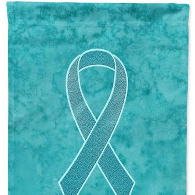 Caroline's Treasures AN1201GF Teal Ribbon for Ovarian Cancer Awareness Flag  Small  Multicolor