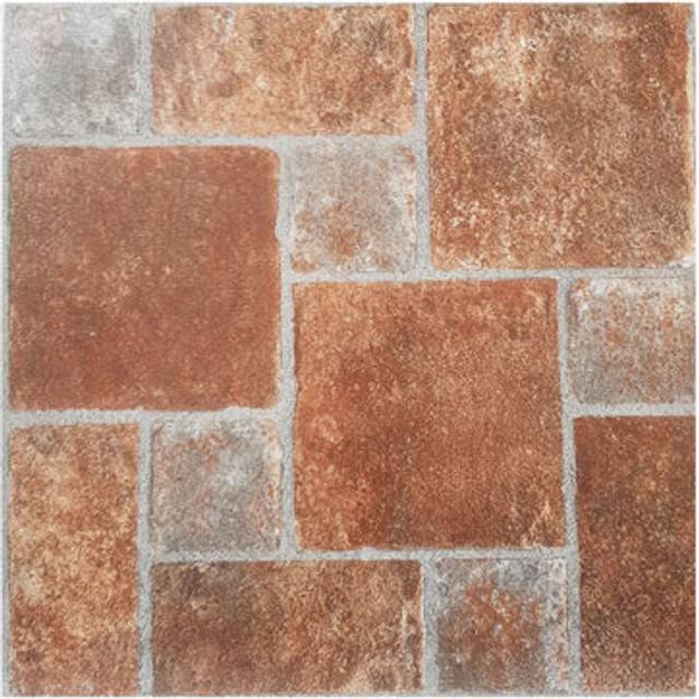 Yöl Vinyl Floor Tiles Self Adhesive Easy To Fit Flooring Diy Kitchen Bathroom Home Brick, Brown