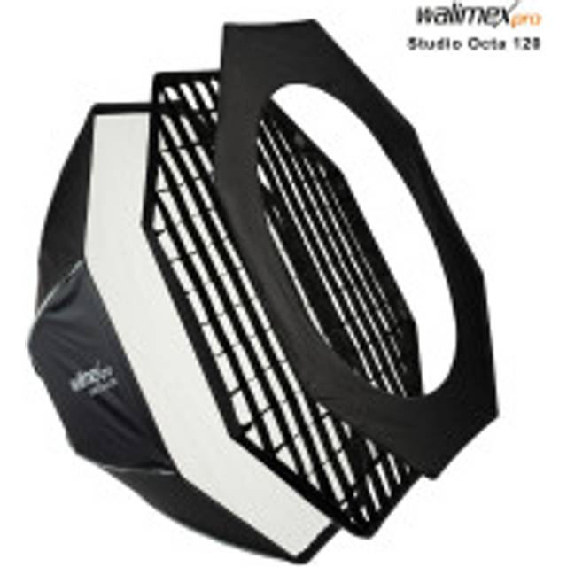 Walimex pro Studio Softbox Octagon 120cm, 360 rotatable, easy to set up, incl. grid, mask, Bowens adapter and transport bag, ideal for portraits a...