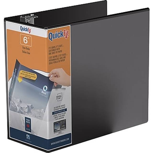 QuickFit View Binder  3-Ring Binder  Angle D Ring  6-Inch  Black  Pack of 1