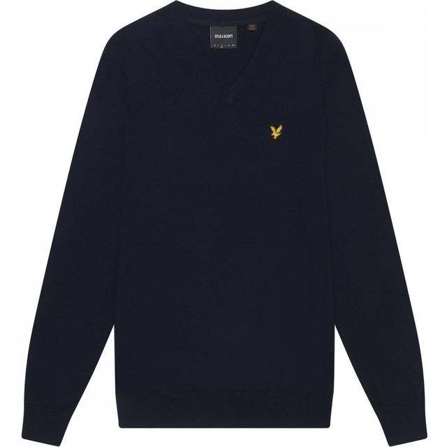 Lyle & Scott Cotton Merino Crew Neck Jumper Stickade tr&#xF6;jor Bl&#xE5;