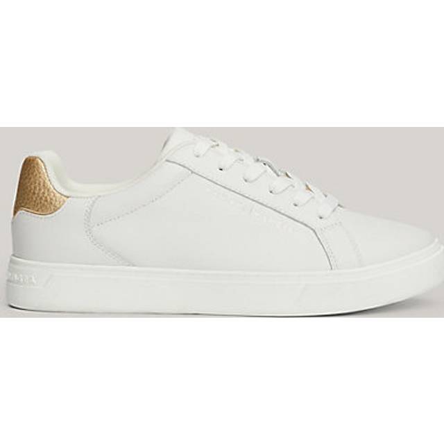 Tommy hilfiger essential court sneaker womens casual trainers in ecru - 5 uk