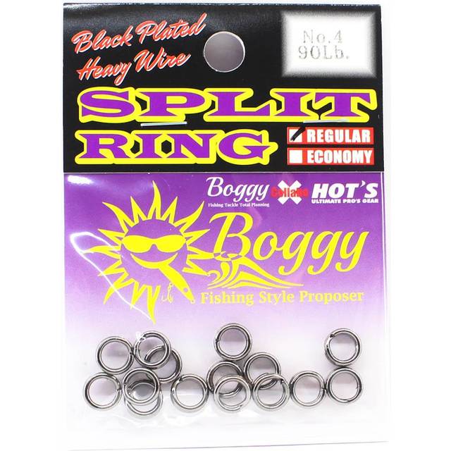 Boggy Split Ring Black Regular Size 4 90lb 15 /pack (1540)