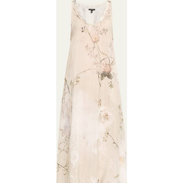 R13 - Printed Washed Satin Midi Dress - Cream - large