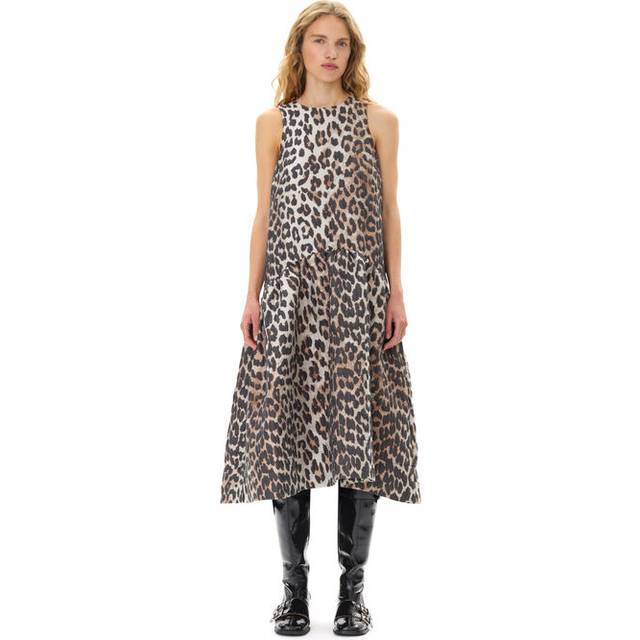 Ganni Leopard-Jacquard Midi Dress - EU 44/UK 16 - Multi