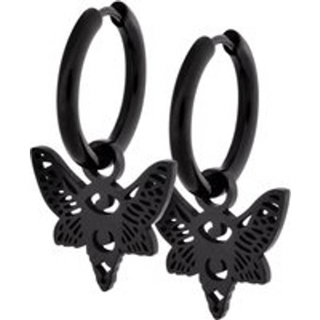 Wildcat - Little Moth Hoops (Pair) Black - Earrings - black - Onesize - Stainless Steel,Metal
