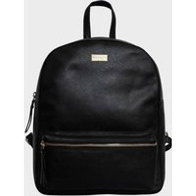 EDEN' Full Grain Small Leather Zip Top Backpack - Black - One Size