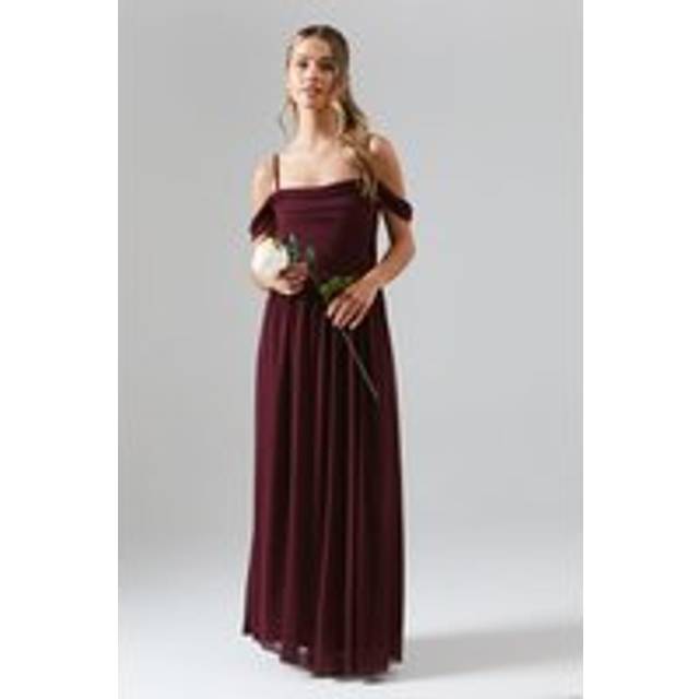 Teen Coast Cold Shoulder Stretch Mesh Bridesmaid Dress - Malbec - 9-10 Years