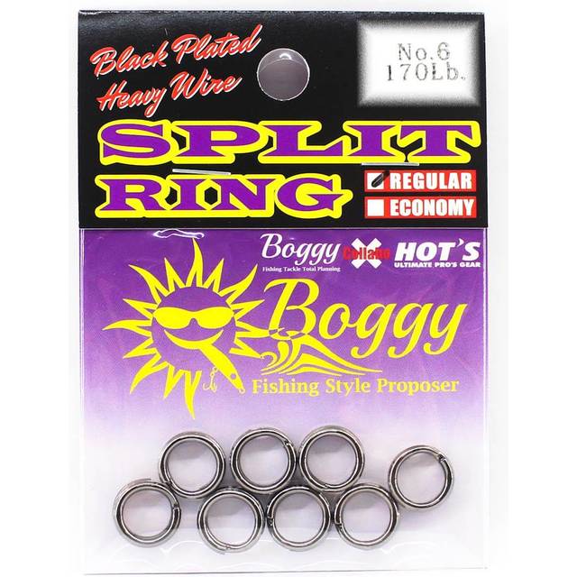 Boggy Split Ring Black Regular Size 6 170lb 8 /pack (1564)
