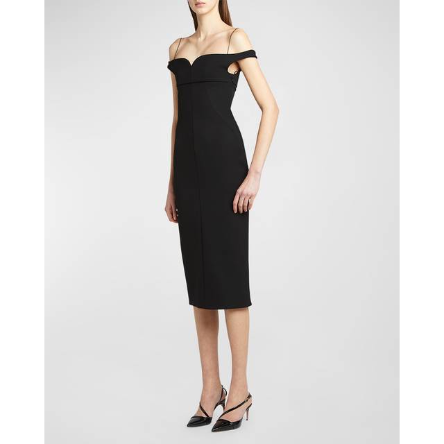 Off-The-Shoulder Midi Dress - BLACK - 42 IT (6 US)