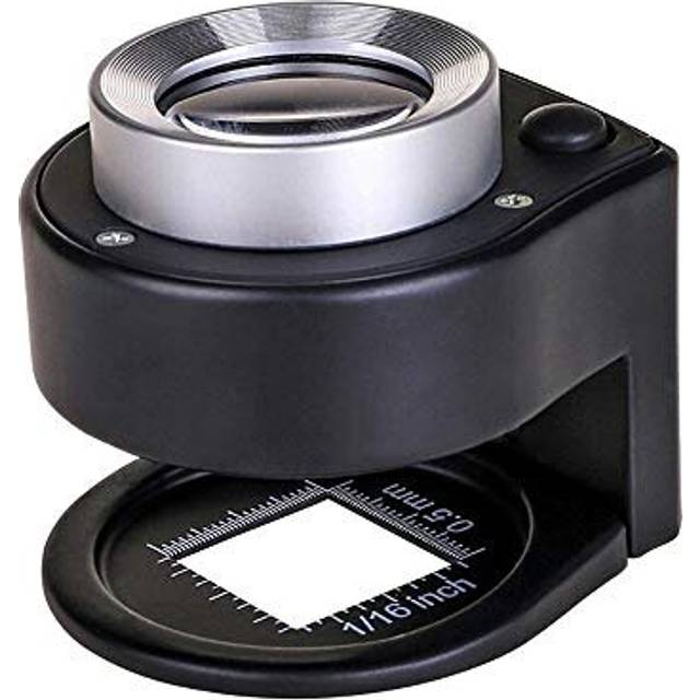 30X Illuminated Magnifying Glass, 6 Lights Desktop Portable Metal Magnifier Folding Scale Loop for Textile Optical Jewelry Tool Coins Stamps Currency
