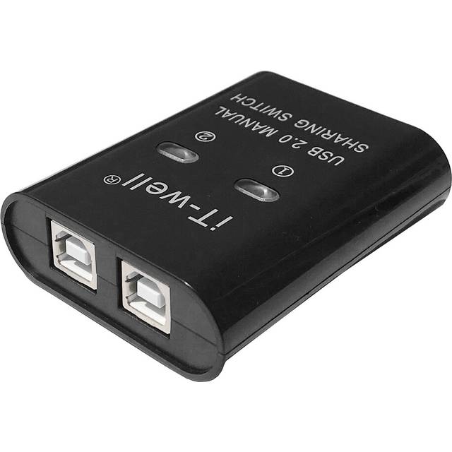 USB 2 in 1 Out Printer , 2-Port Manual Kvm Converter Black