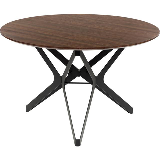 Round Dining Table ? 120 cm Dark Wood and Black ALURE