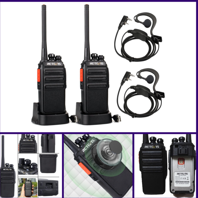 Rt24 walkie talkie pmr446 license free professional two way radio 16 channels w