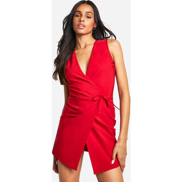 Womens Tall Bengaline Wrap Detail Playsuit - Red - 8, Red