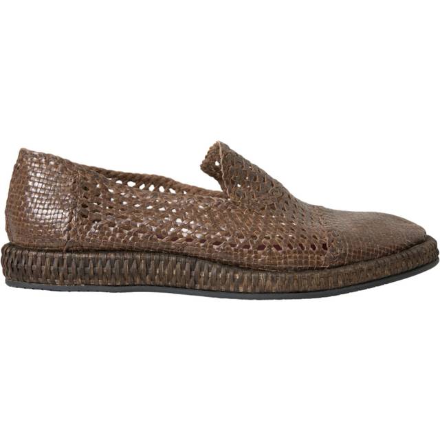 Dolce & Gabbana Brown Woven Leather Loafers Casual Shoes - EU41/US8