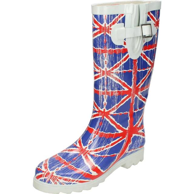 (UK 3, Multi) Ladies Spot On British Flag Design Wellington Boots