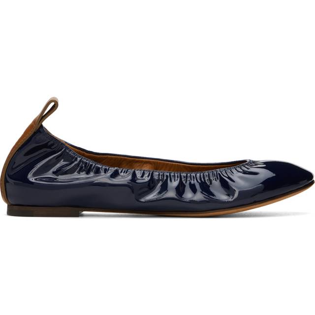 Lanvin Navy Patent Leather Ballerina Flats - 29 Navy Bl - IT 38
