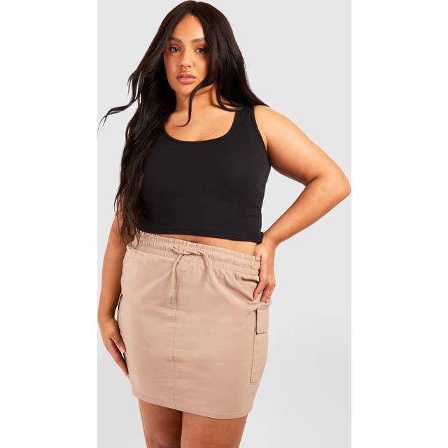 Womens Plus Drawstring Cargo Mini Skirt - Beige - 20, Beige