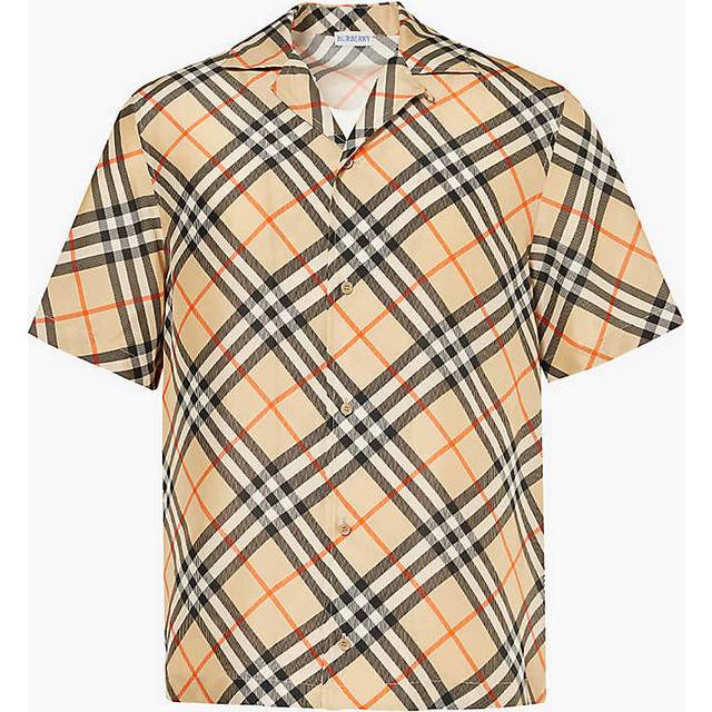 Burberry Women's Printed Silk Shirt in Checked | Size Medium | 8091202 Color B9368 (M)