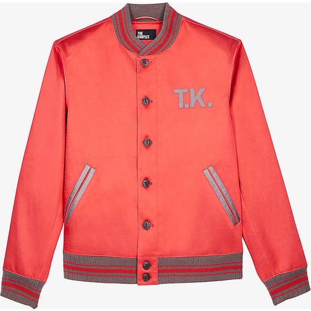 The Kooples Mens Rubis Logo-embroidered Relaxed-fit Woven Bomber Jacket S - RUBIS