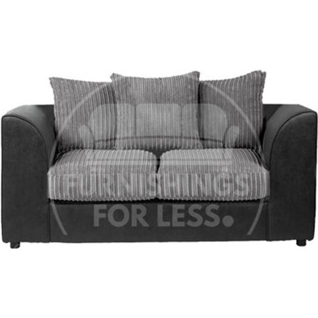 Furnishings For Less UK Luxor Jumbo Cord Black And Grey Fabric 2 Seater Sofa - One Size