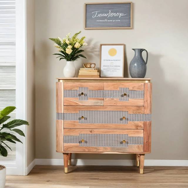 Keiper 4 Drawers Chest - Brown (90cm H X 90cm W X 40cm D)