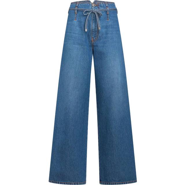 Etro, Jupe-culotte Ceinturée En Denim, Femme, Bleu Marine, Taille 26