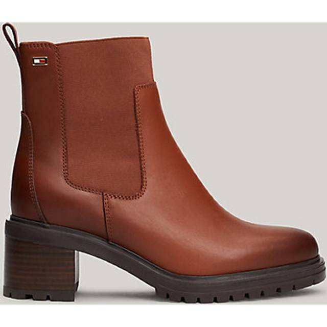 Tommy Hilfiger Leather Heeled Chelsea Boots - Brown, Brown, Size 40, Women