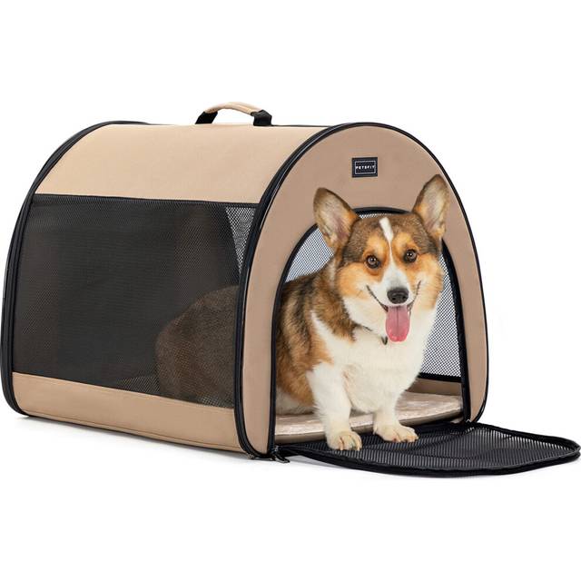 Petsfit Dog Travel Crate, Arch Design, Escape Proof & Chewproof, Padded Dog Crates Outdoor/Indoor Use, Mesh Soft Sided Dog Crate 67cm Lx50cm Wx50cm H,
