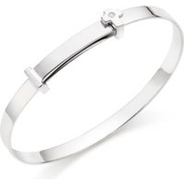 Mini B Silver Diamond Cross Bangle
