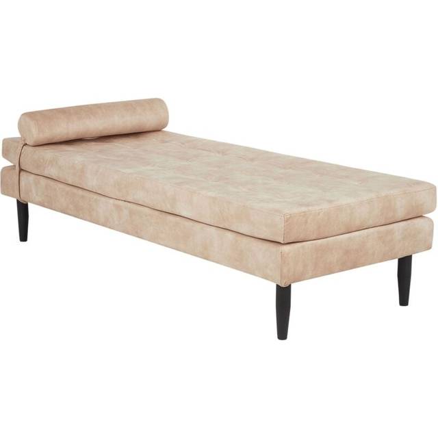 Beliani Velvet Chaise Longue Beige Ussel, Brown