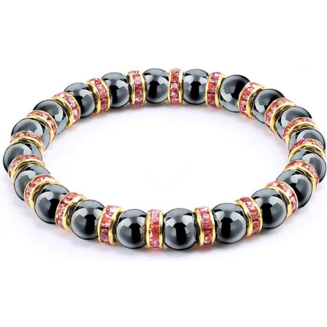 OutFyt Crystal Bracelet, Natural Hematite Stone Red Drill Bracelet Yoga Chakra Crystal Bracelet Beaded Stretch Lucky Stone Bead Bracelet For Women Men