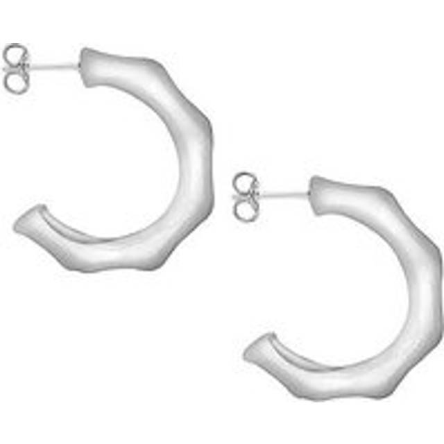 Tuscany Silver Sterling Silver Bamboo Half Hoop Drop Earrings