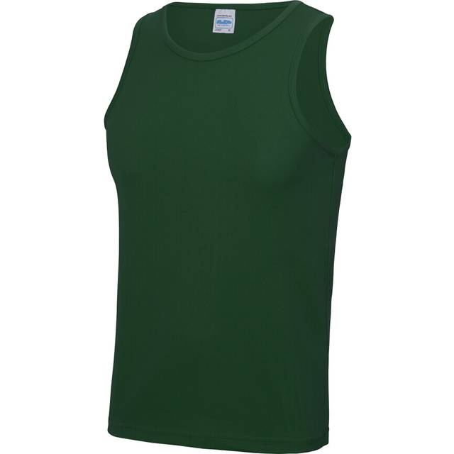 (2XL, Bottle Green) Just Cool Mens Sports Gym Plain Tank / Vest Top
