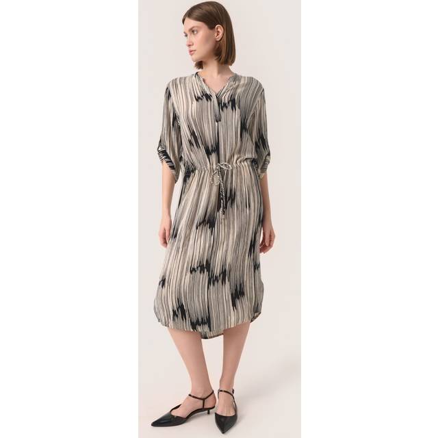 Zaya Belted Dress - Black/Sandshell - Copenhagen based brand Soaked In Luxury champions sophisticated yet accessible style, delivering a range of wardrobe staples each season that showcases the label's refined design aesthetic. Minimalistic every day basics, flowing feminine dresses and tailored workwear are at the core of each collection, all crafted with the purpose of transcending seasons so you get more out of your favourite pieces.