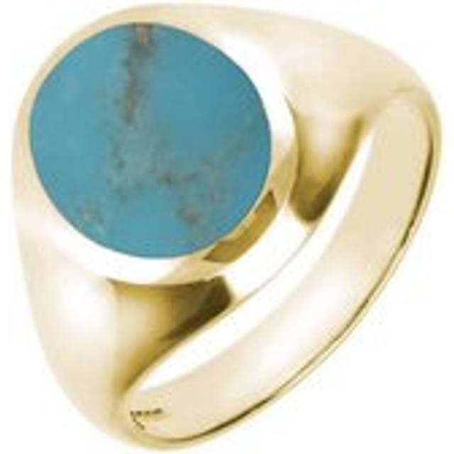 9ct Yellow Gold Turquoise Medium Oval Signet Ring - Yellow Gold