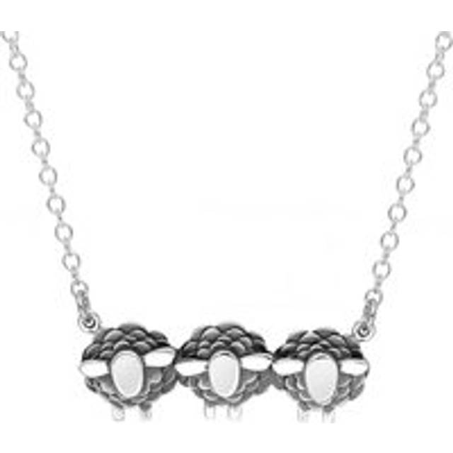 18ct White Gold Three Sheep Necklace - Gold