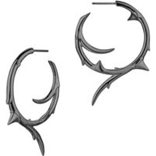 Shaun Leane Rose Thorn Sterling Silver Black Rhodium Large Hoop Earrings - Black