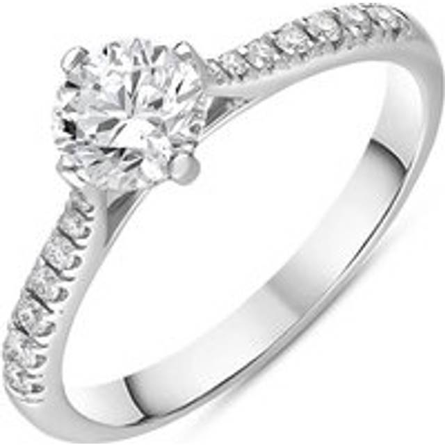 Platinum 0.89ct Diamond Set Shoulder Solitaire Ring